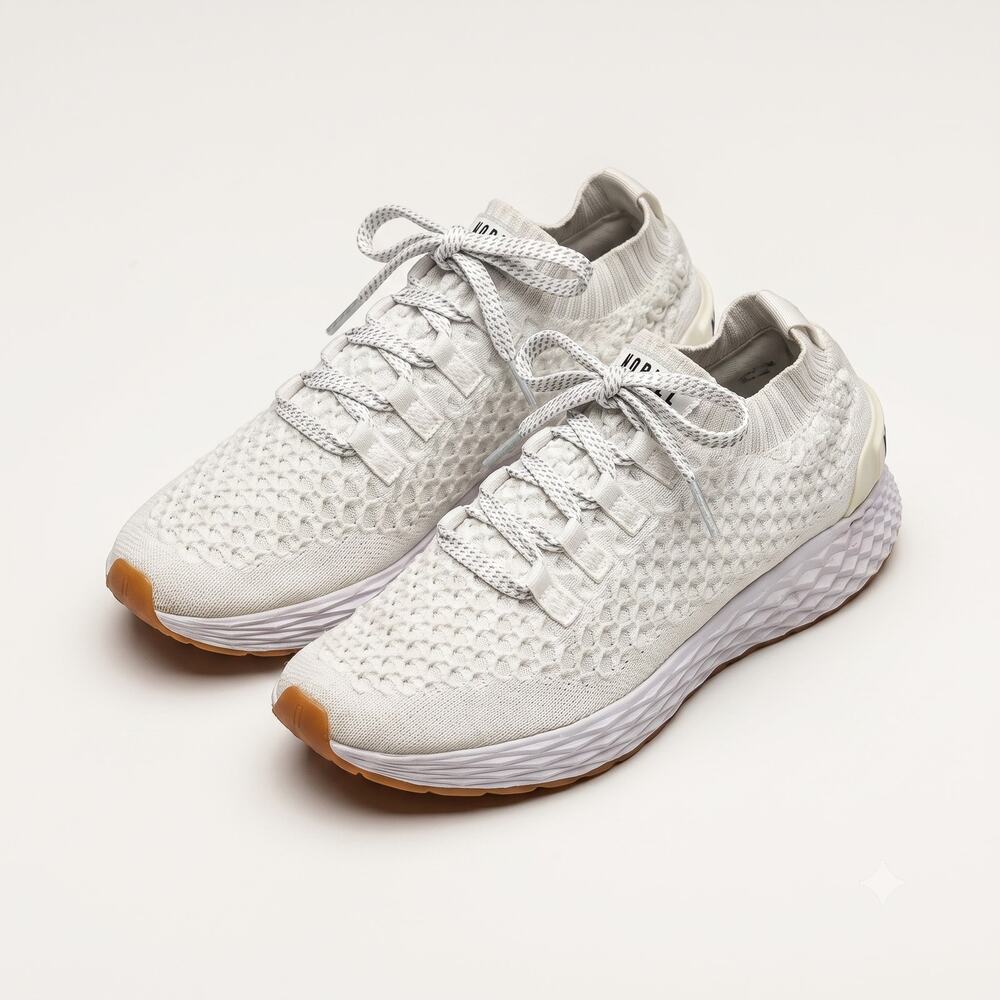 NOBULL Womens 8 White Allday Knit Easy-On Everyday Grind Slip On Gym Sneakers